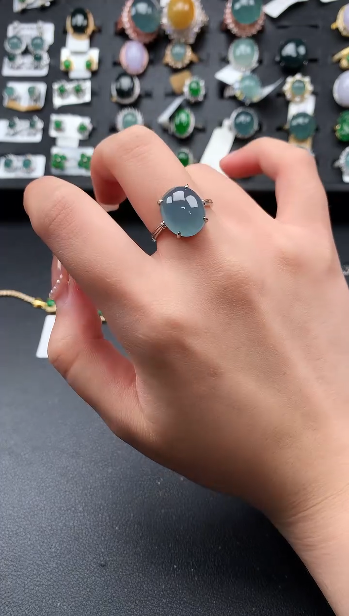 【闪购商品】翡翠戒指银S925镶嵌52141