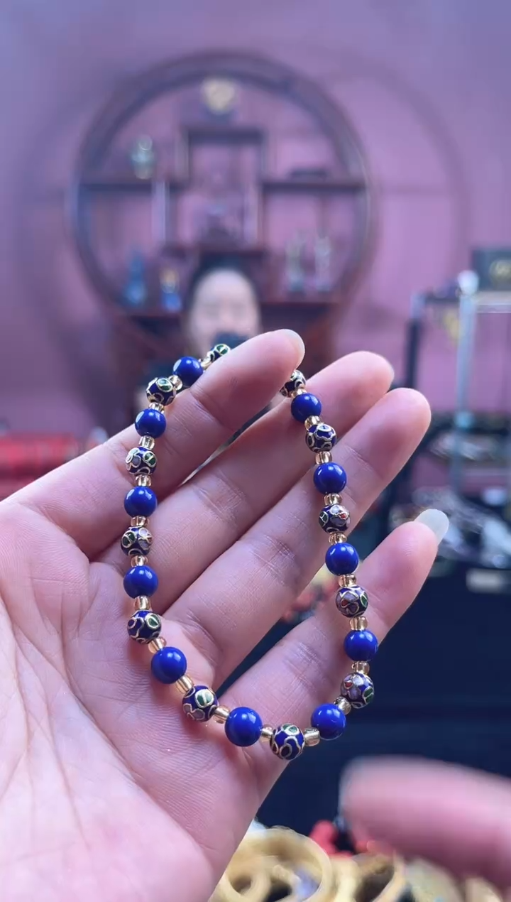 非遗 景泰蓝手串 宝蓝0.6
