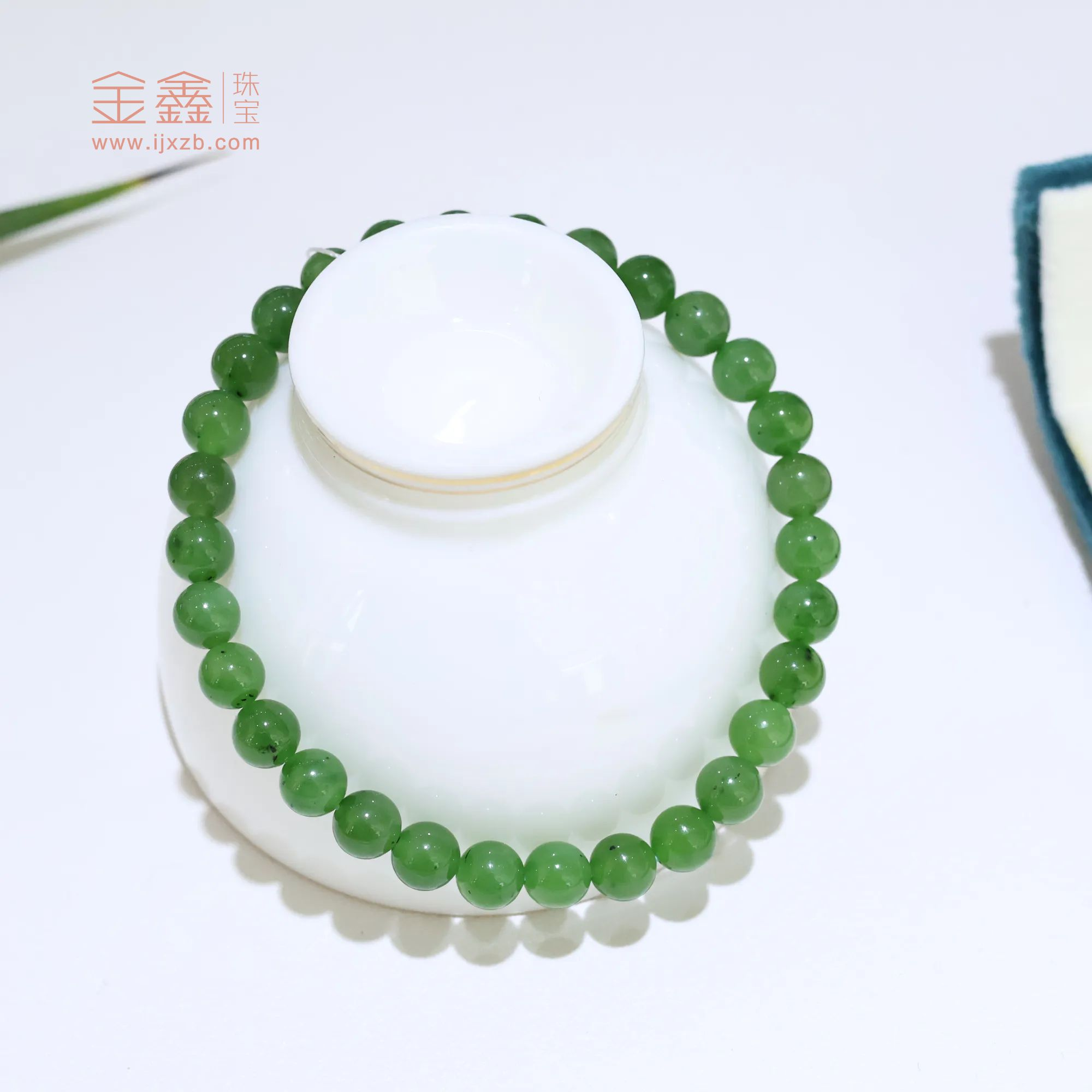 金鑫珠宝｜老坑碧玉百搭时尚手串气质素圈单圈圆珠