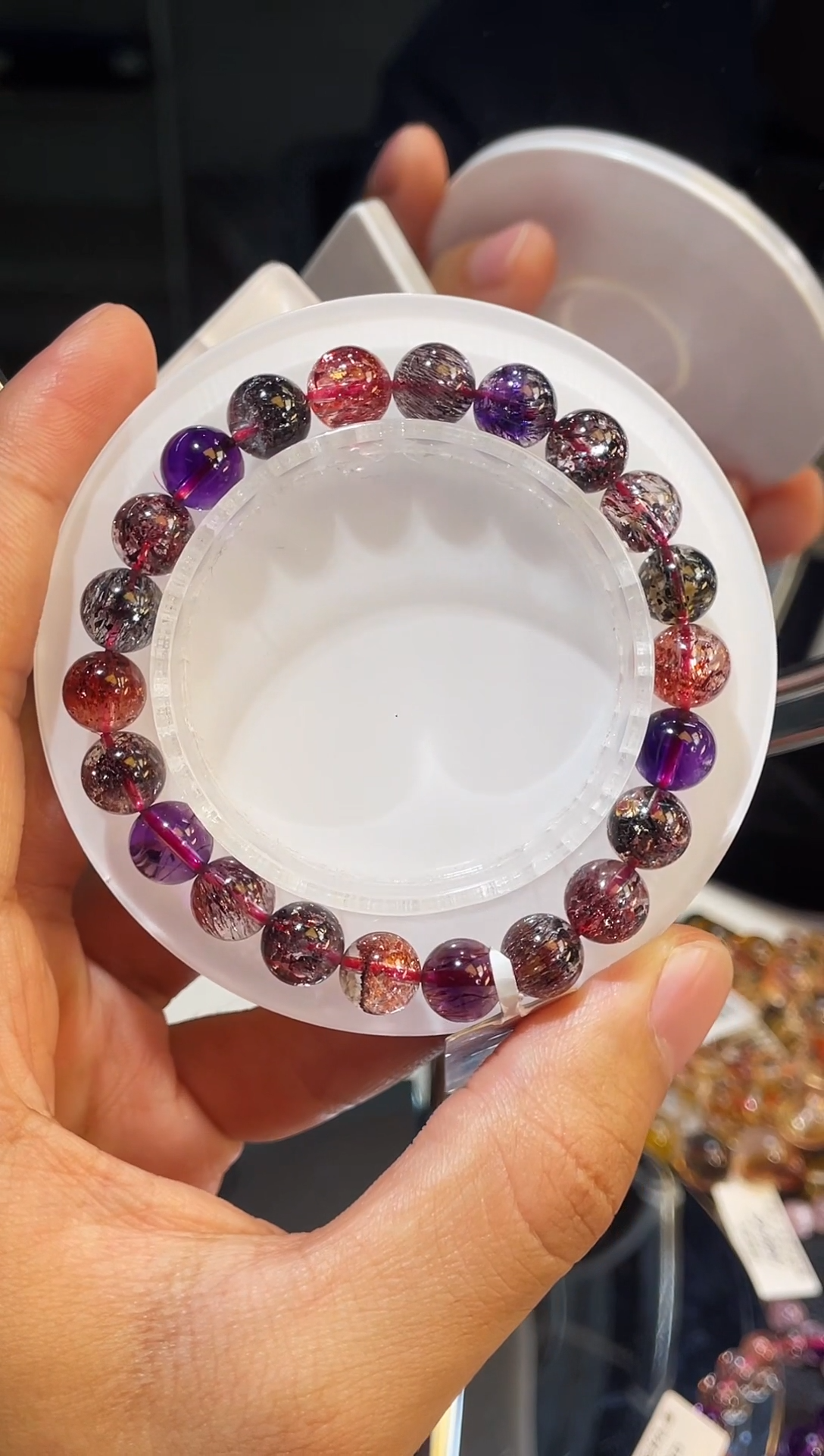 未镶嵌手链水晶黑加仑超七8m+