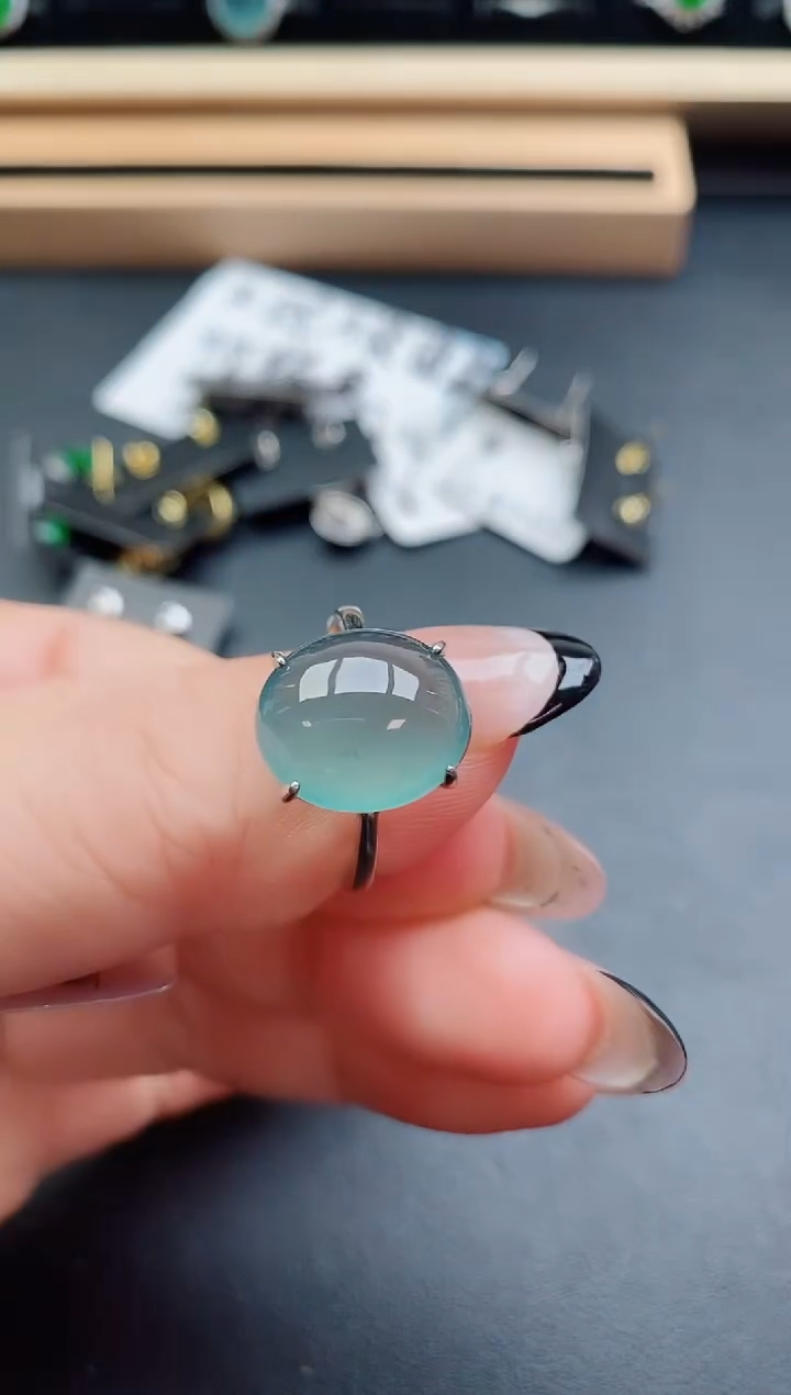 翡翠戒指银S925镶嵌5080