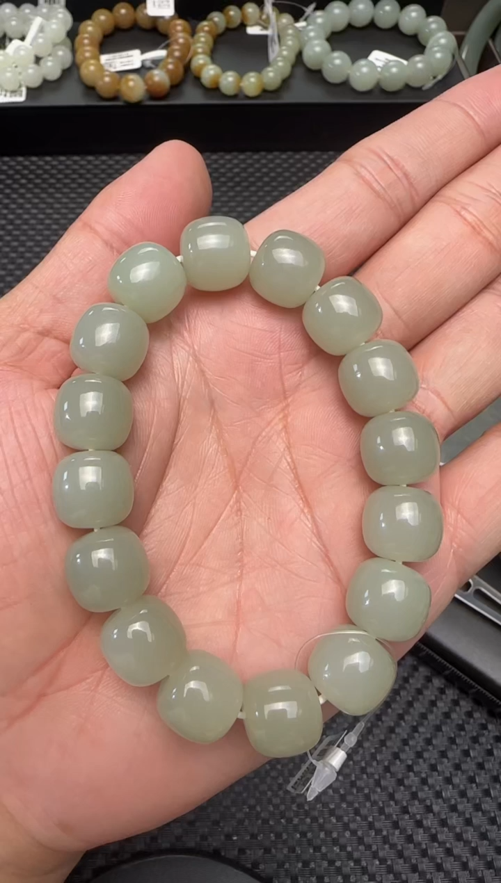 未镶嵌手串和田玉青白玉手串卡12x13