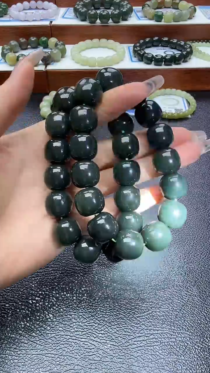 未镶嵌手串和田玉且末蓝卡16老型珠手串