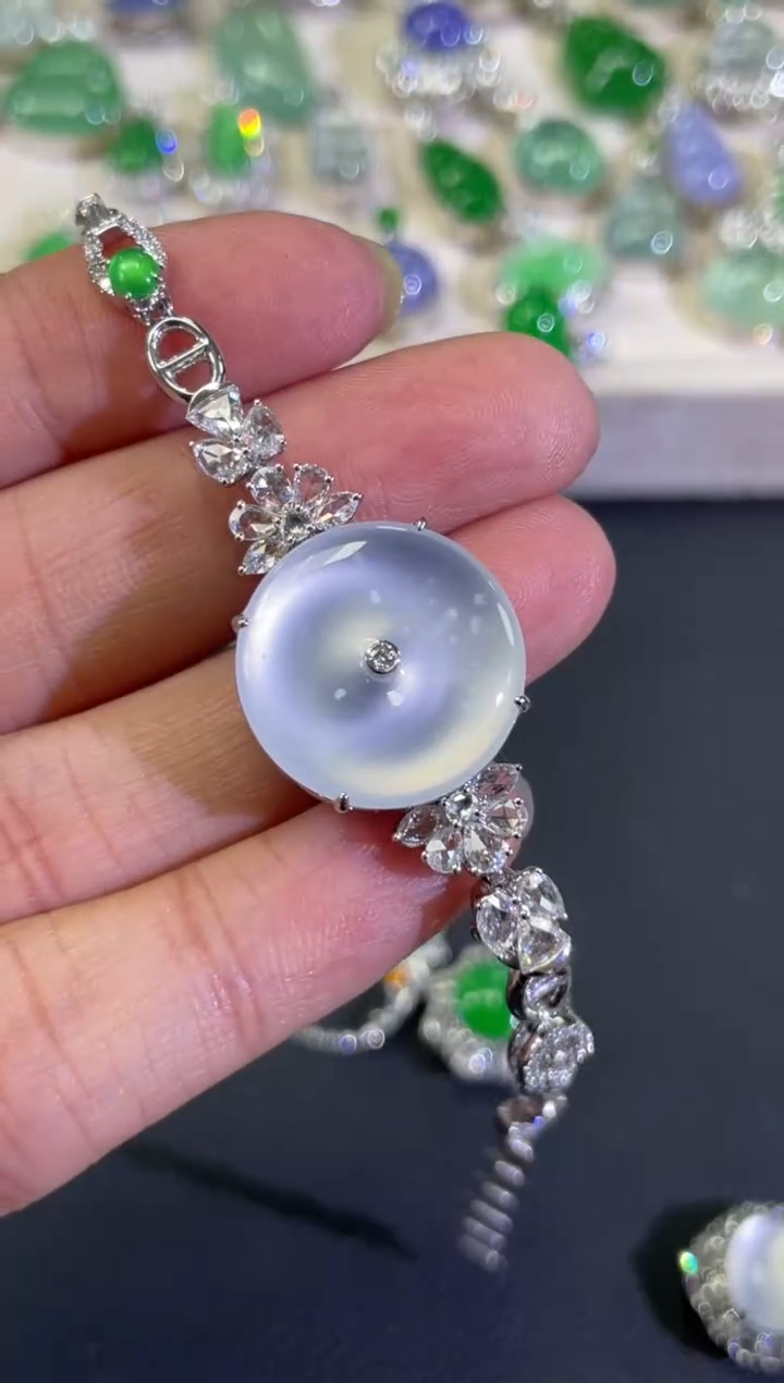 18K金镶嵌手链翡翠A594|两用45000