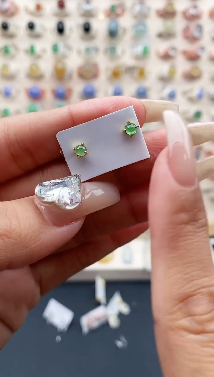 【闪购商品】翡翠戒指银S925镶嵌缅甸天然A货翡翠111  3+2