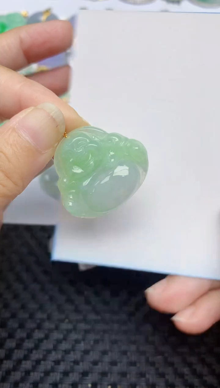 翡翠18K金镶嵌颈饰天然A货翡翠 136