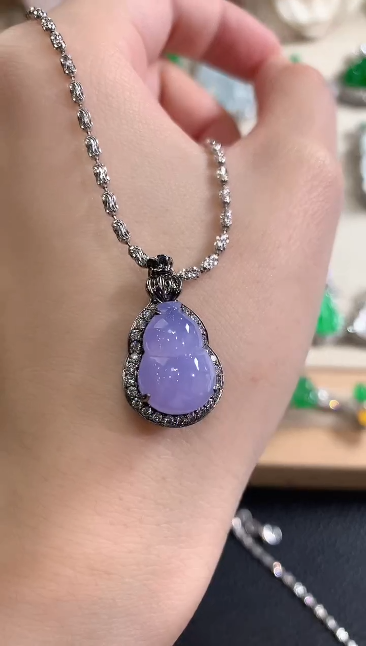 吊坠(不含链)18K金镶嵌翡翠冬日珠宝W17紫货有色差