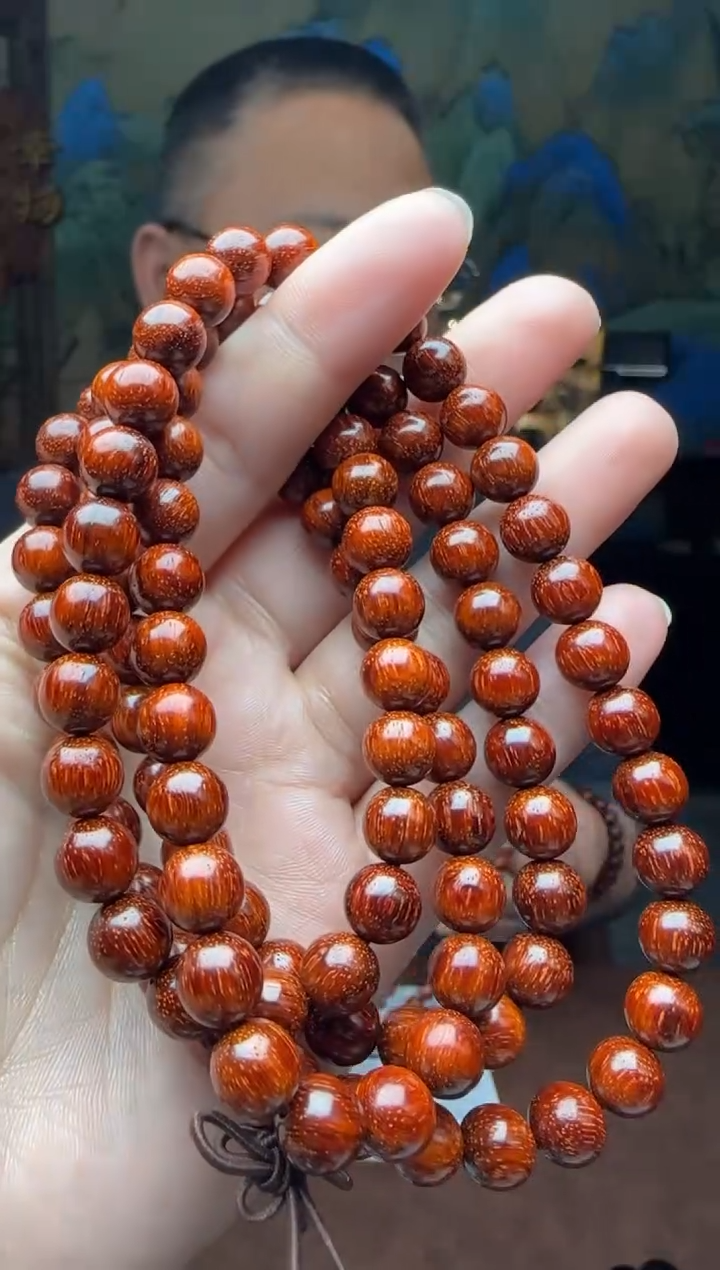 【闪购商品】小叶紫檀手串/手链0.8*108颗原汁原味火焰纹泥料