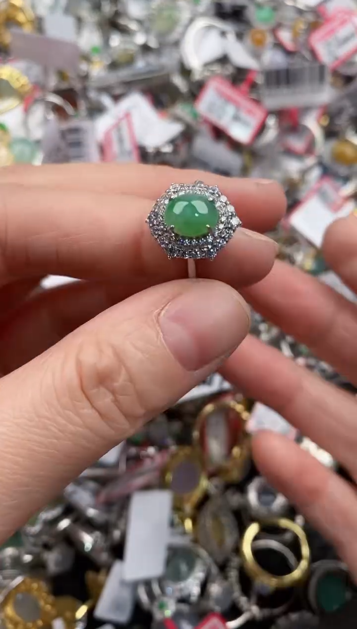 银S925镶嵌戒指翡翠333   3