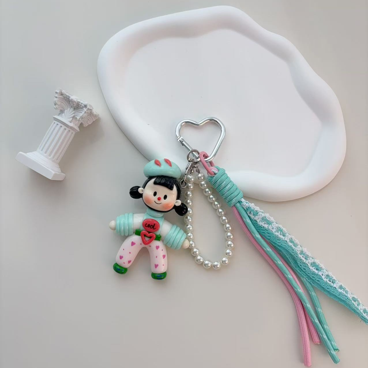 现货秒发粉色爱心裤长腿多妹可爱包挂包包挂链手机链