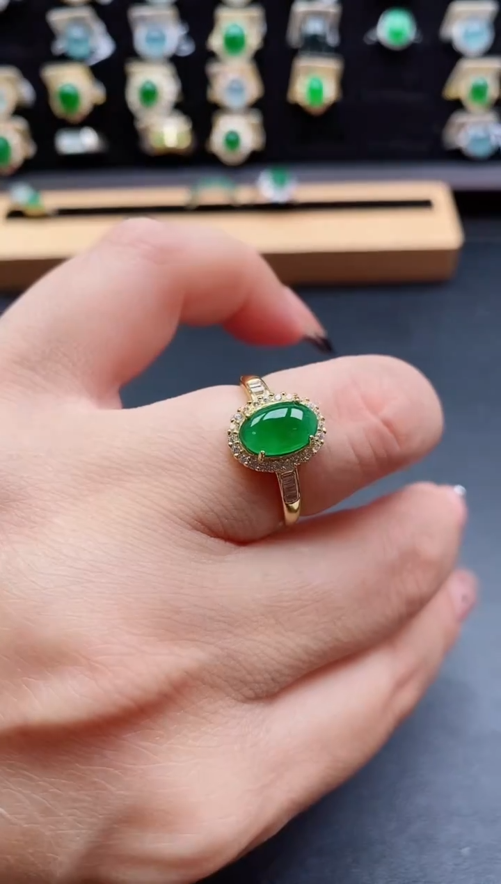 银S925镶嵌戒指翡翠1