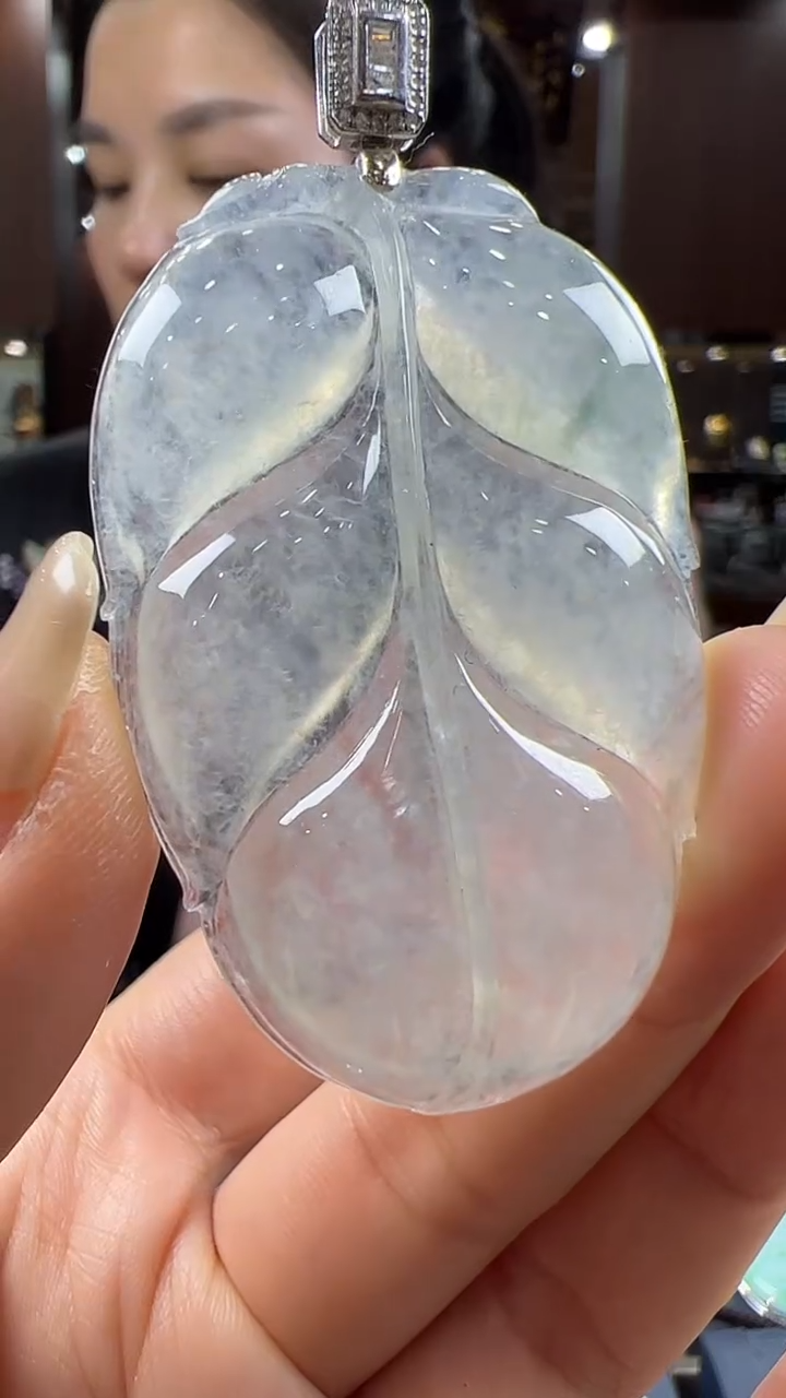 【闪购商品】翡翠挂件18K金镶嵌叶子不含链