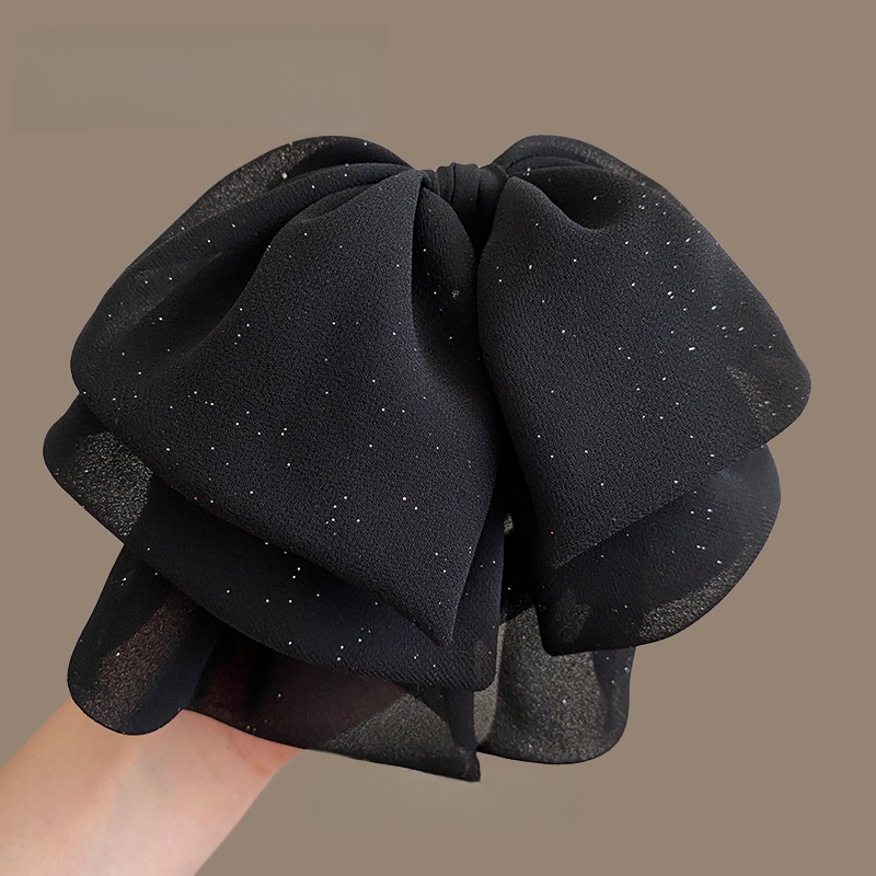 黑色满天星蝴蝶结网纱抓夹女半扎发盘发马尾夹显发量发夹FJ064