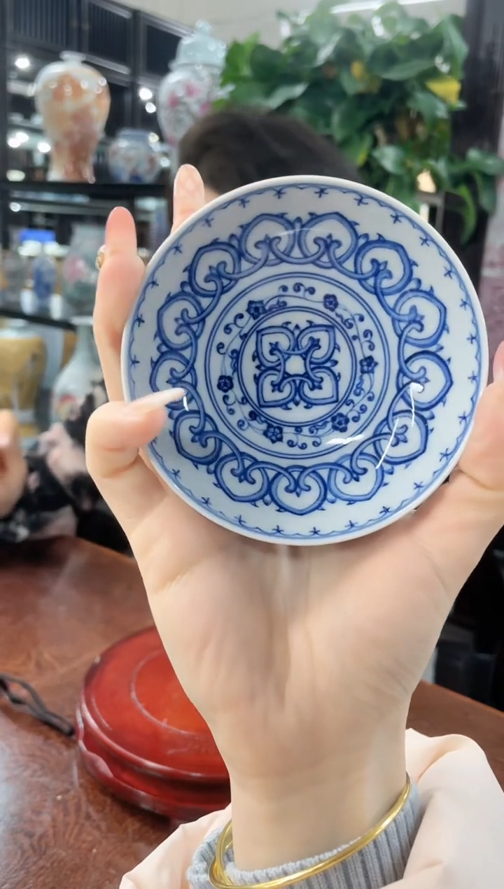 【闪购商品】047陶瓷供应链青花宝相纹画片普洱杯