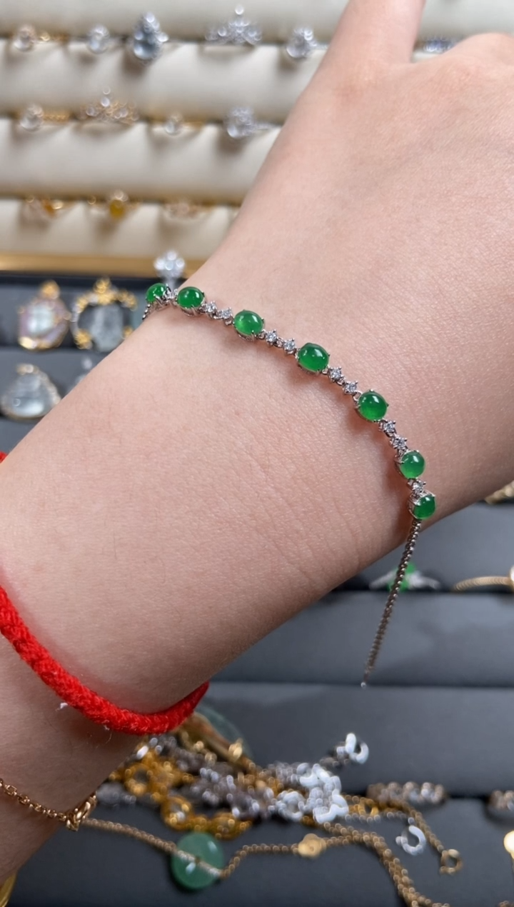 【闪购商品】翡翠手链18K金镶嵌手链