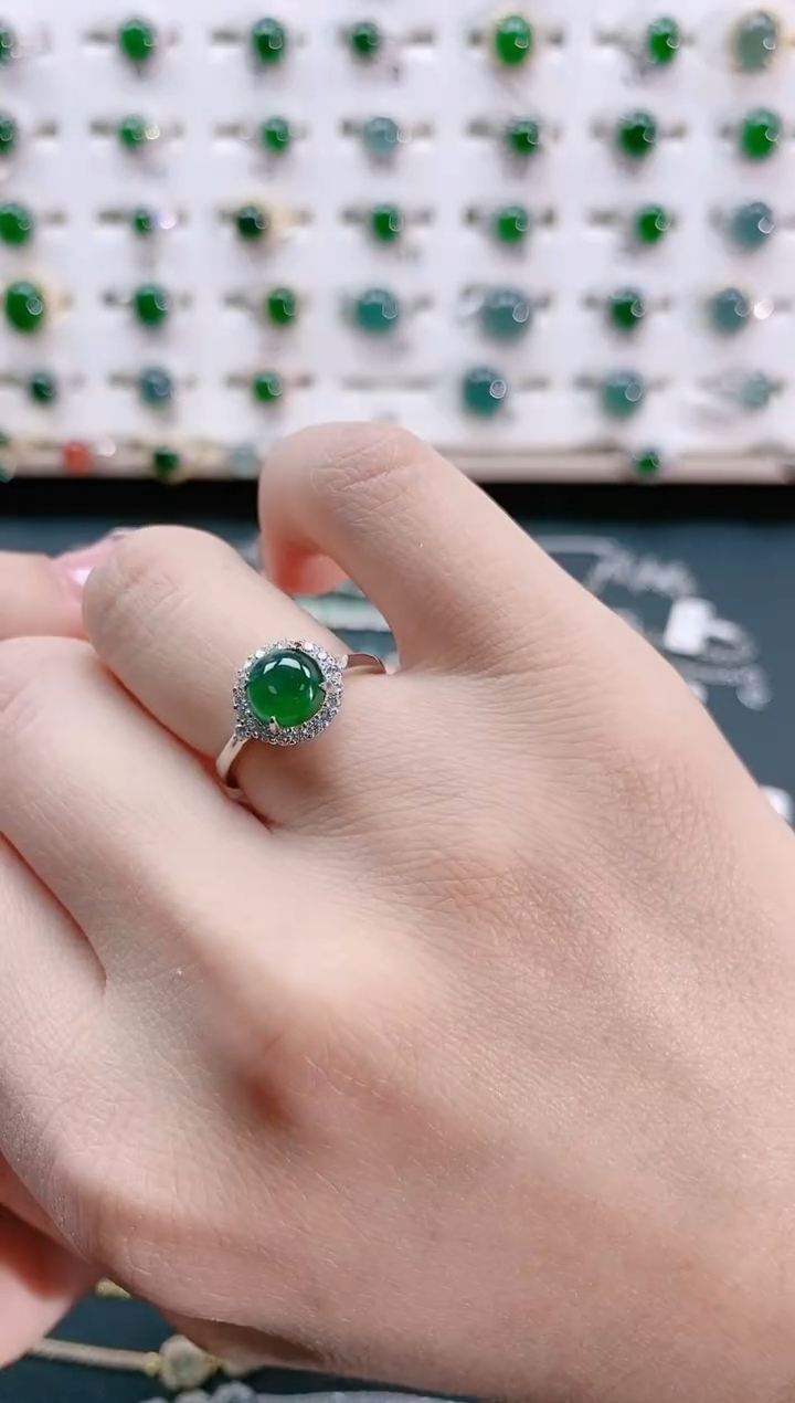 【闪购商品】翡翠戒指银S925镶嵌天然翡翠