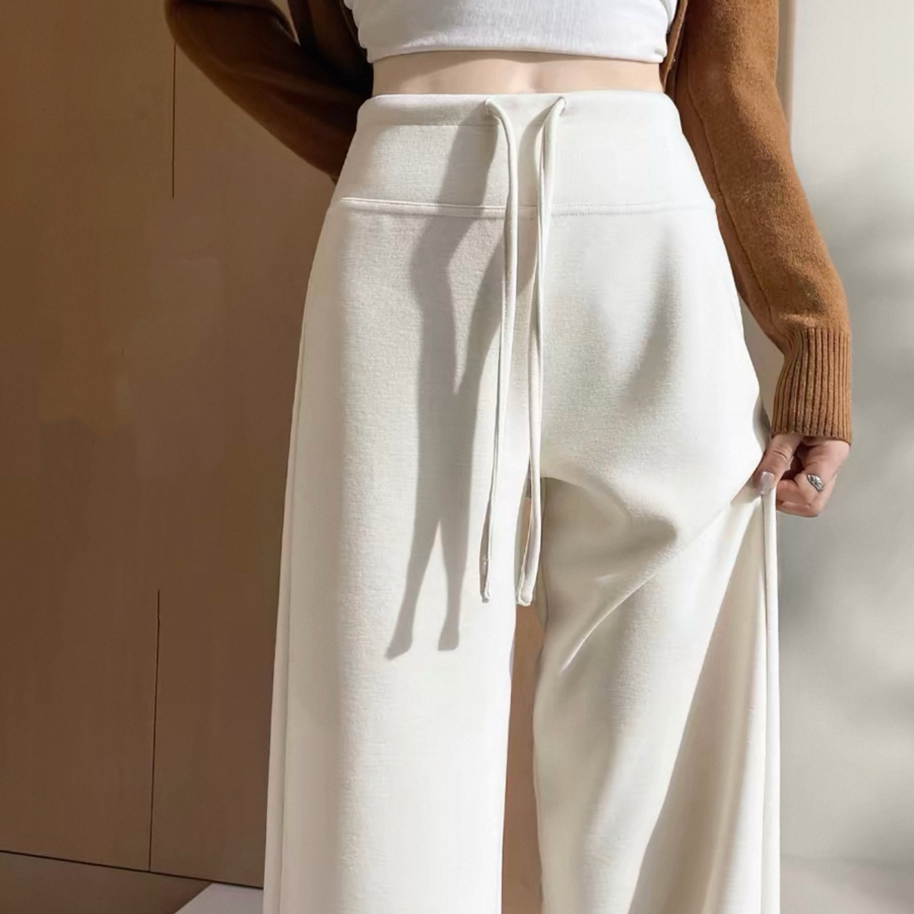 【胜华优选】软糯羊毛 休闲解压裤！高腰垂感加绒裤7012