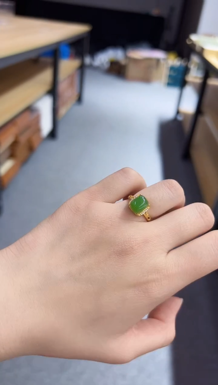 【闪购商品】和田玉戒指银S925镶嵌GS5600和田玉戒指