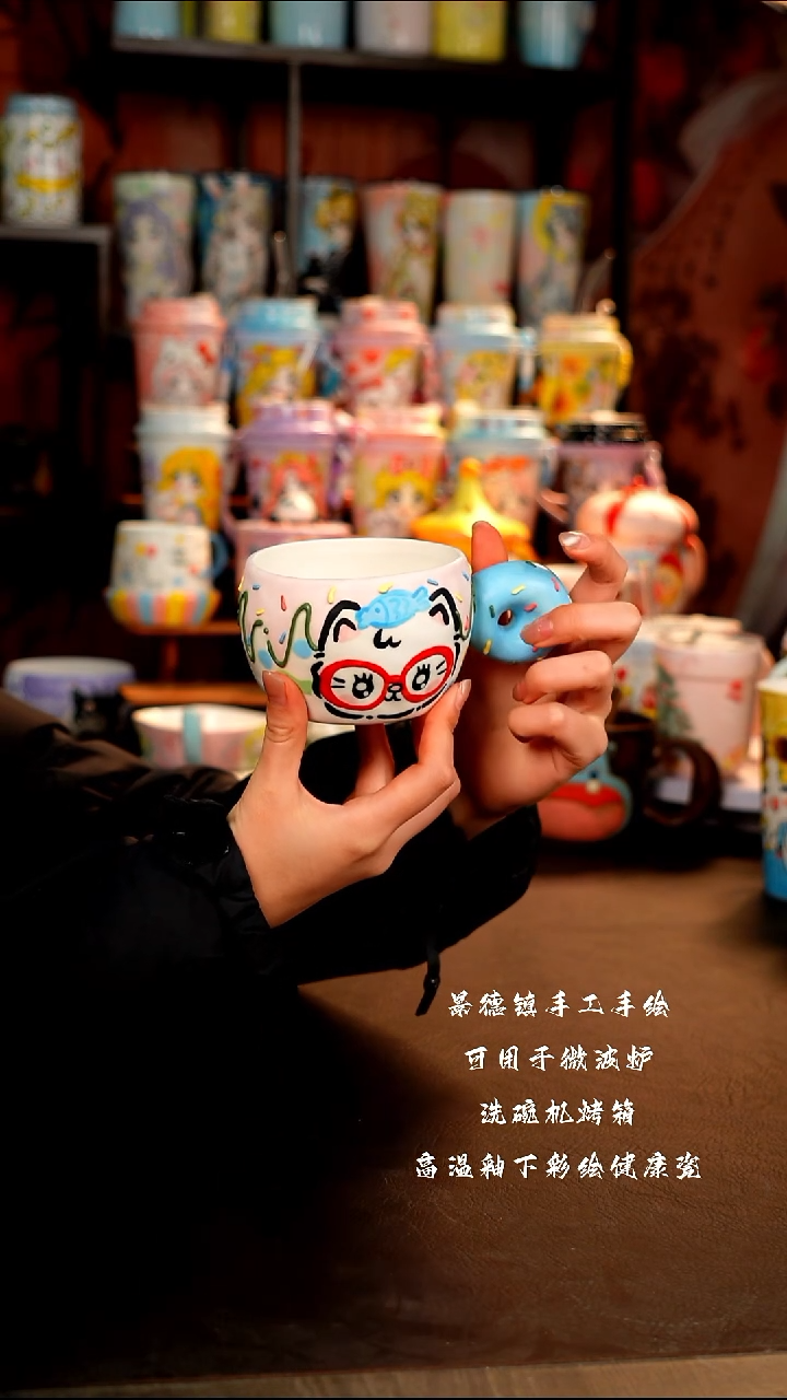 景德镇手工手绘陶瓷杯杯