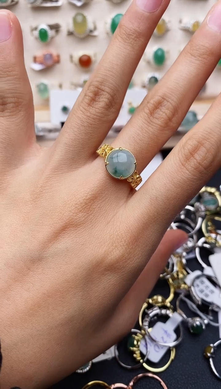 【闪购商品】翡翠戒指银S925镶嵌缅甸翡翠