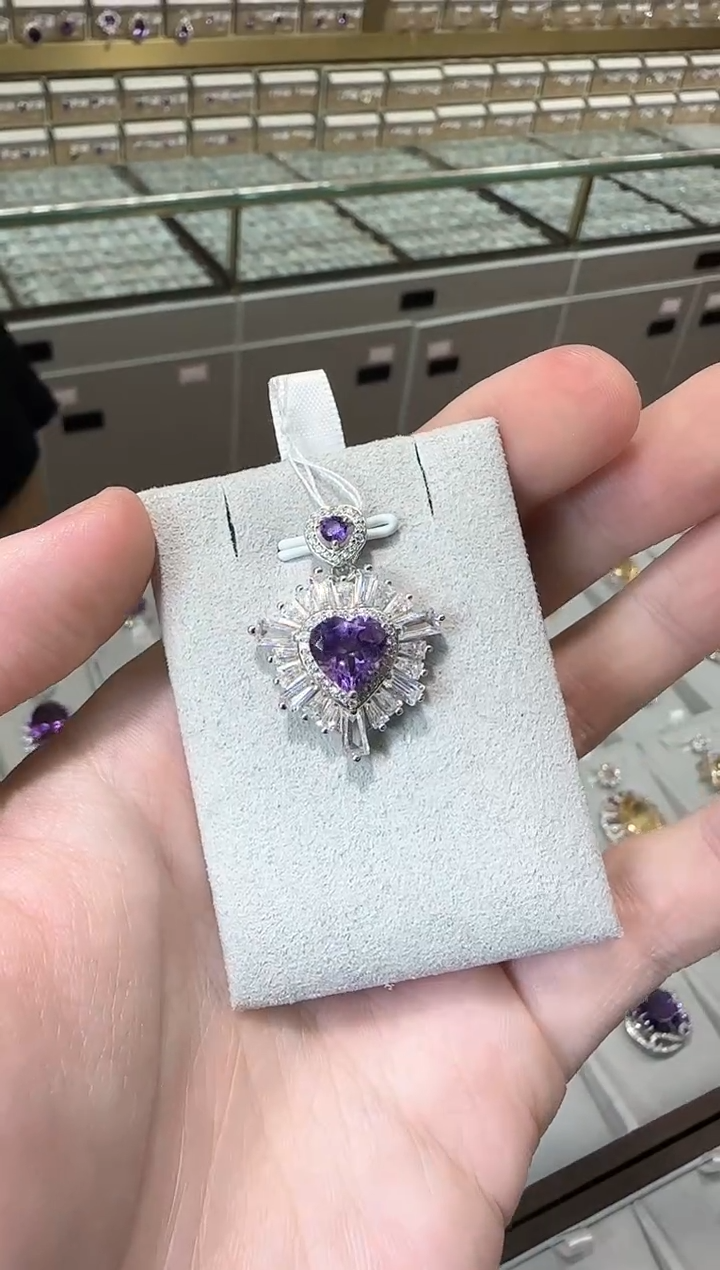 【闪购商品】银S925镶嵌颈饰紫晶10mm
