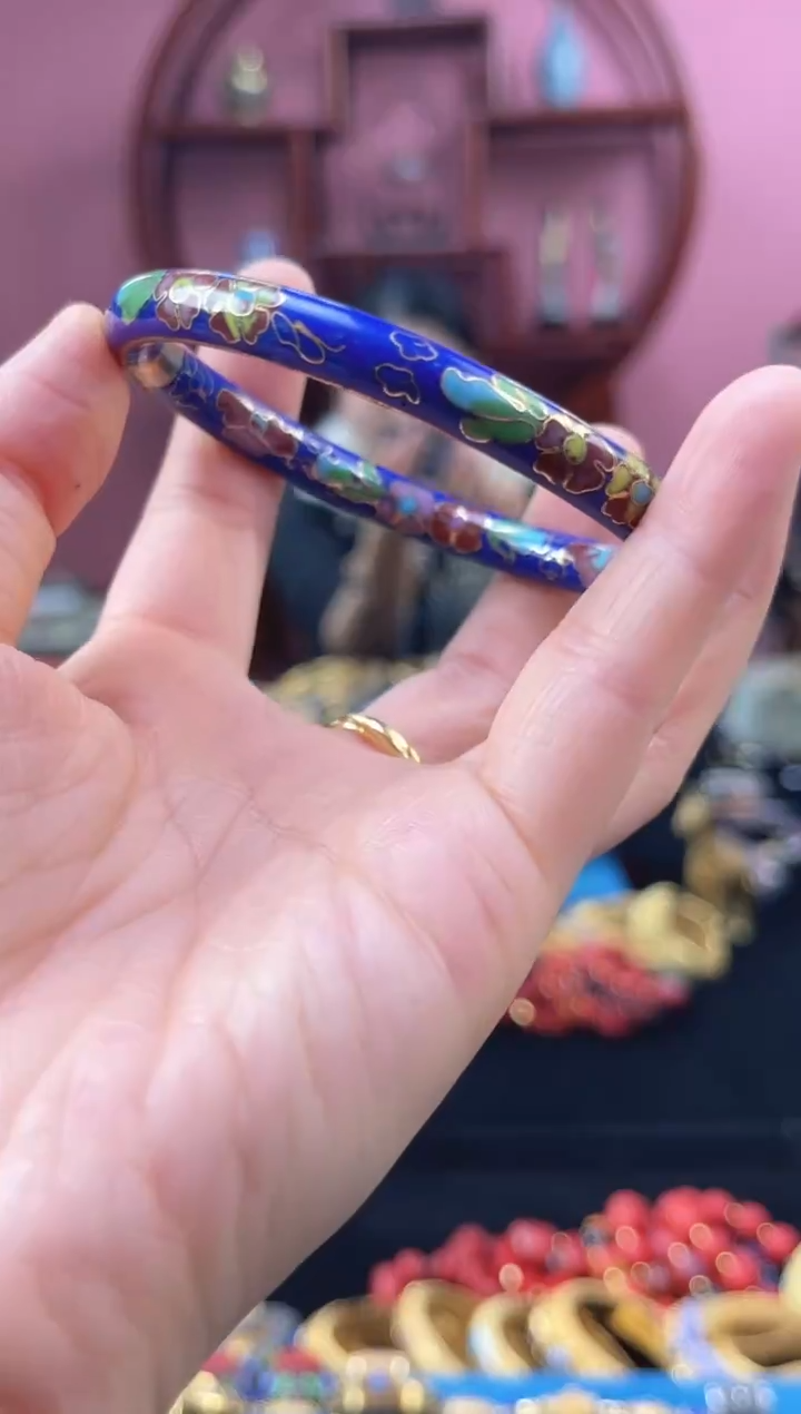 非遗 景泰蓝开口镯 55-60 宝蓝