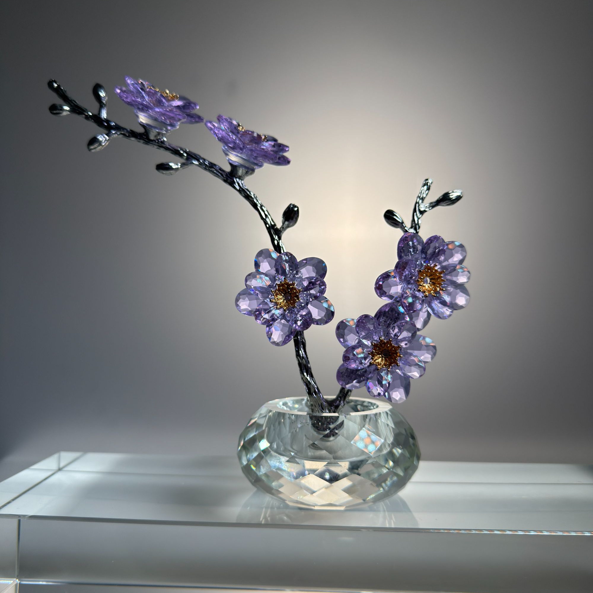 K9水晶梅花摆件桌面展柜日常送礼典雅档次高透新款礼物