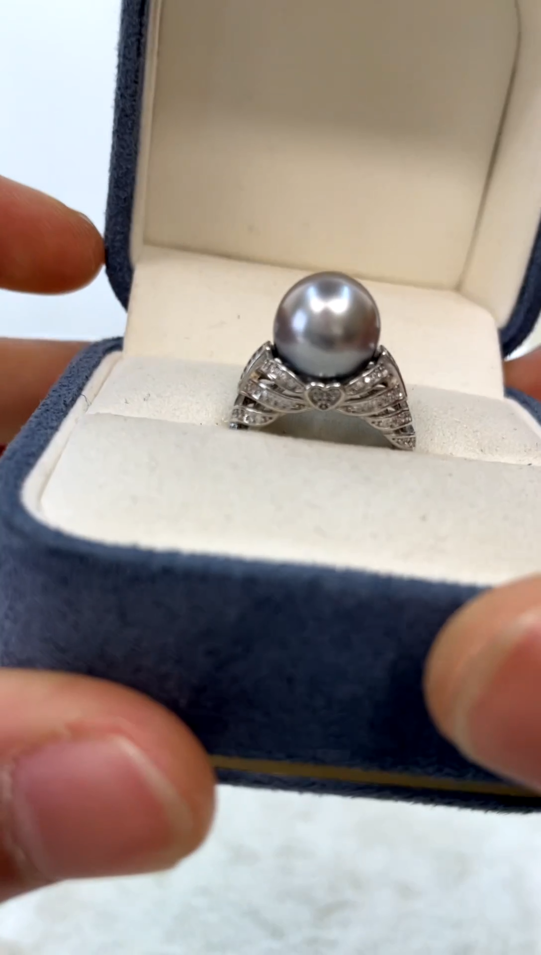 银S925镶嵌戒指海水珍珠 