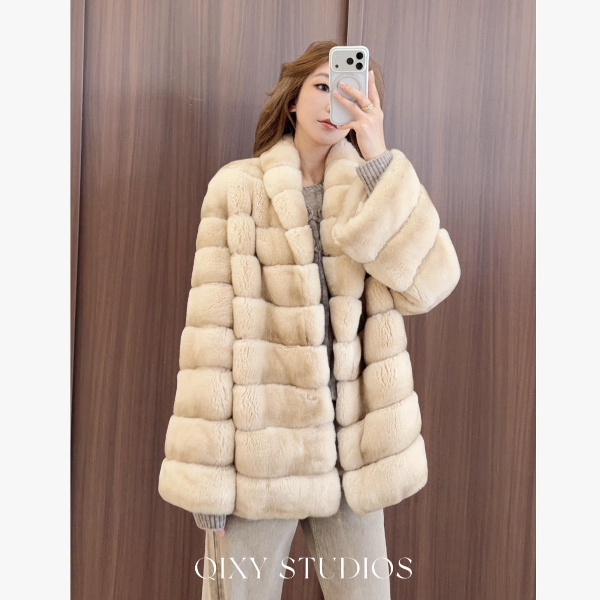 【粉丝专享】皮草丝绒青紫蓝兔皮毛一体皮草外套冬季新#YTSY6169-9