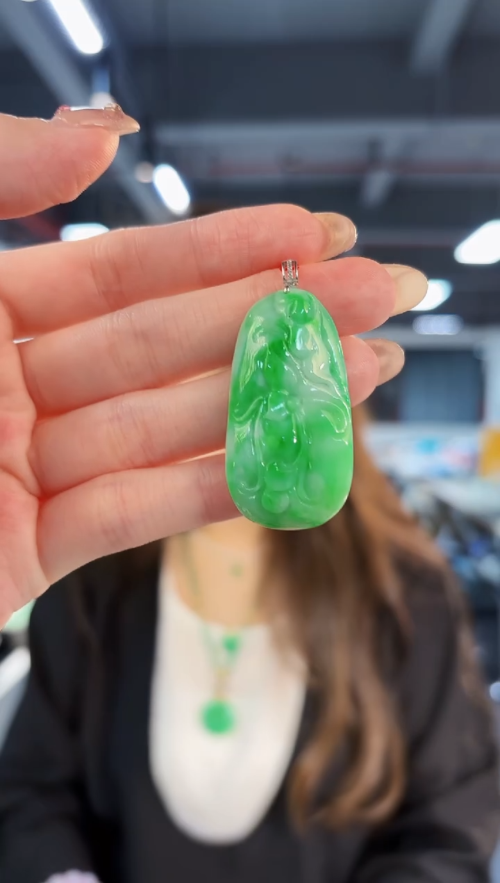 【闪购商品】翡翠颈饰18K金镶嵌缅料A货/支持复检/一件