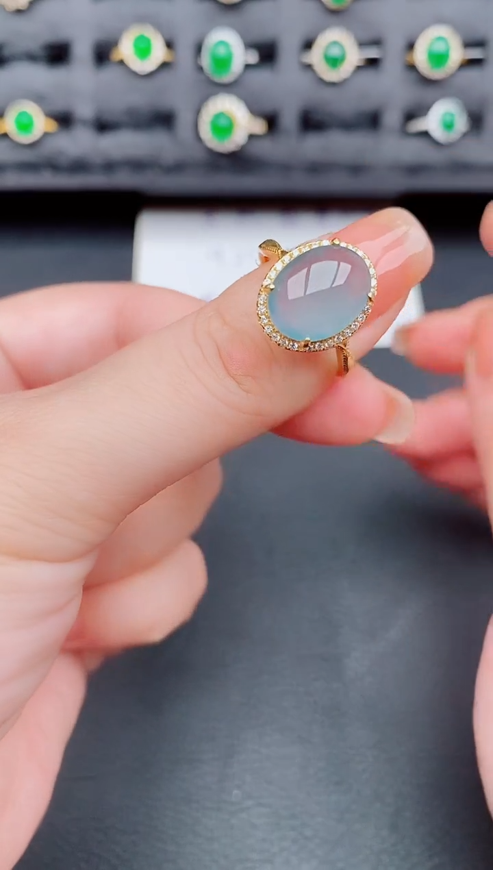 翡翠戒指银S925镶嵌天然a货翡翠89