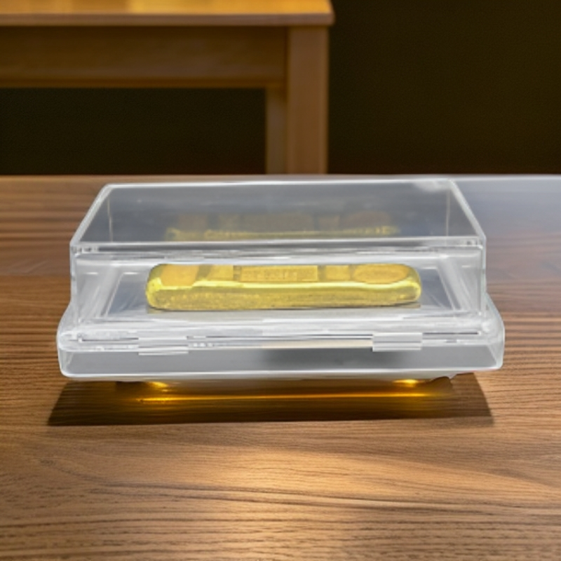 长条金色小黄鱼实心9999 大袁头 水晶礼品盒摆件