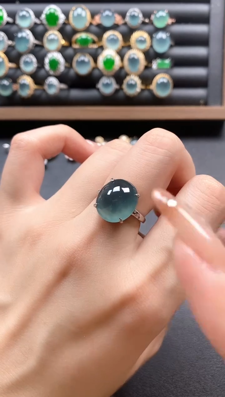 银S925镶嵌戒指翡翠51151