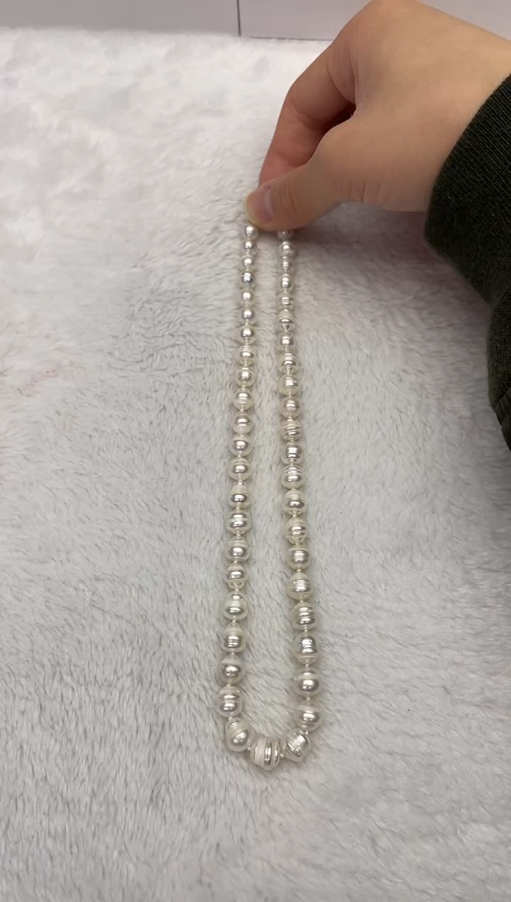 【闪购商品】海水珍珠颈饰未镶嵌澳白螺纹7-10mm（多样性发一）