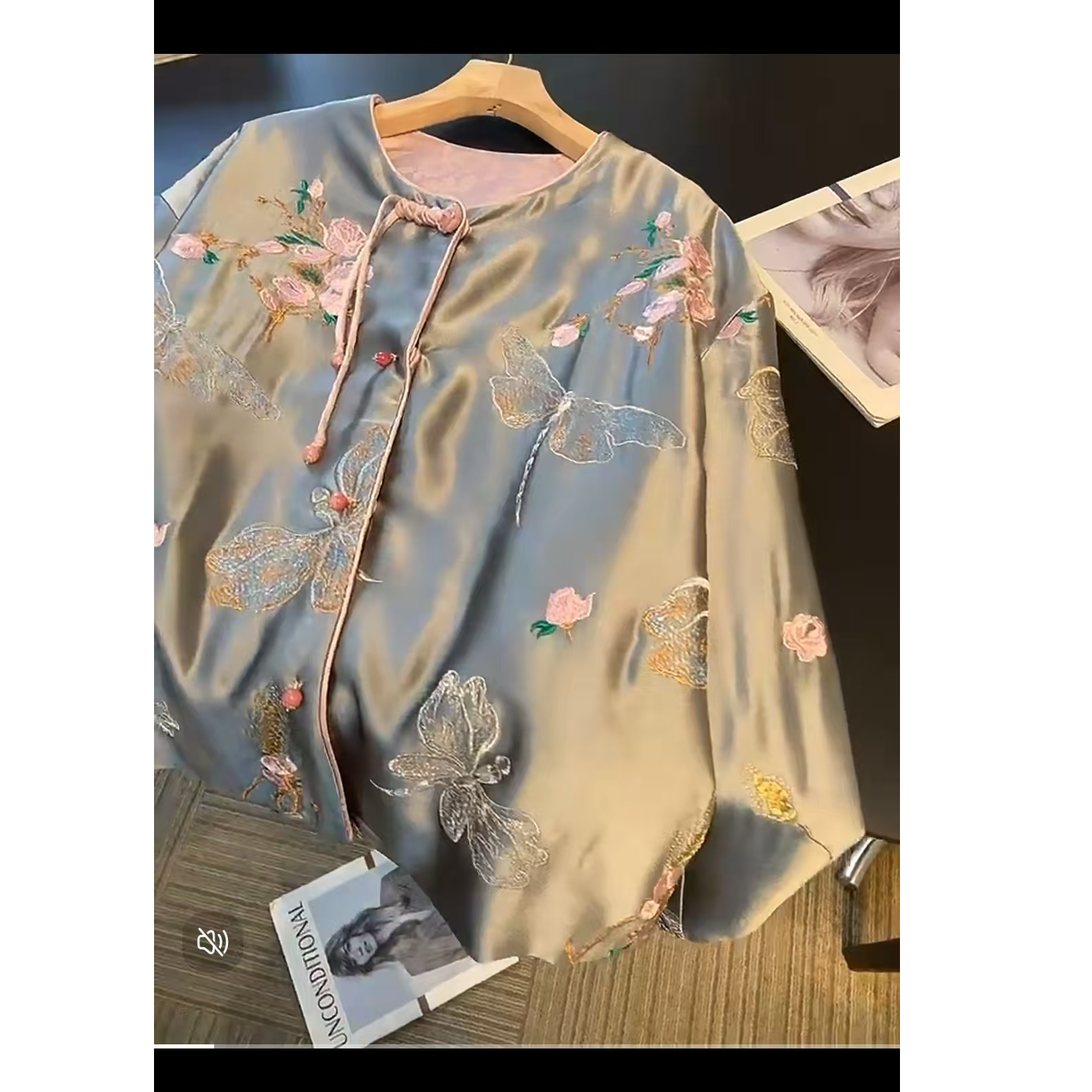 金禾【烟波赋】新款春季国风中式蝴蝶刺绣盘扣上衣3013