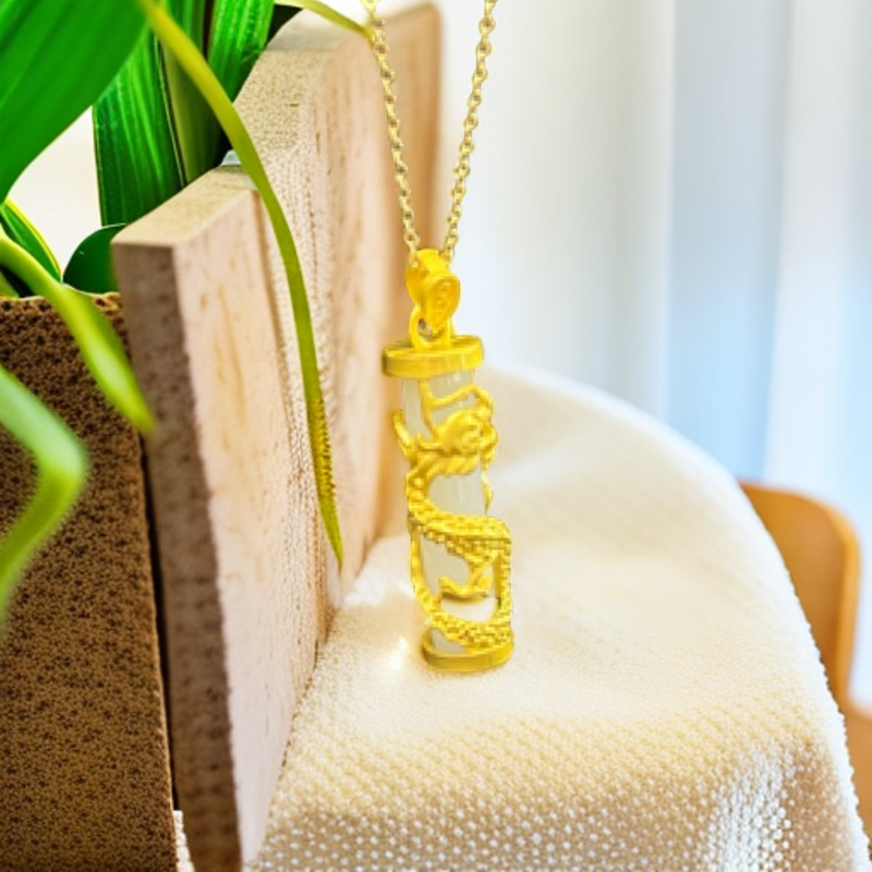 铜合金项链 龙行天下实心大龙柱A101