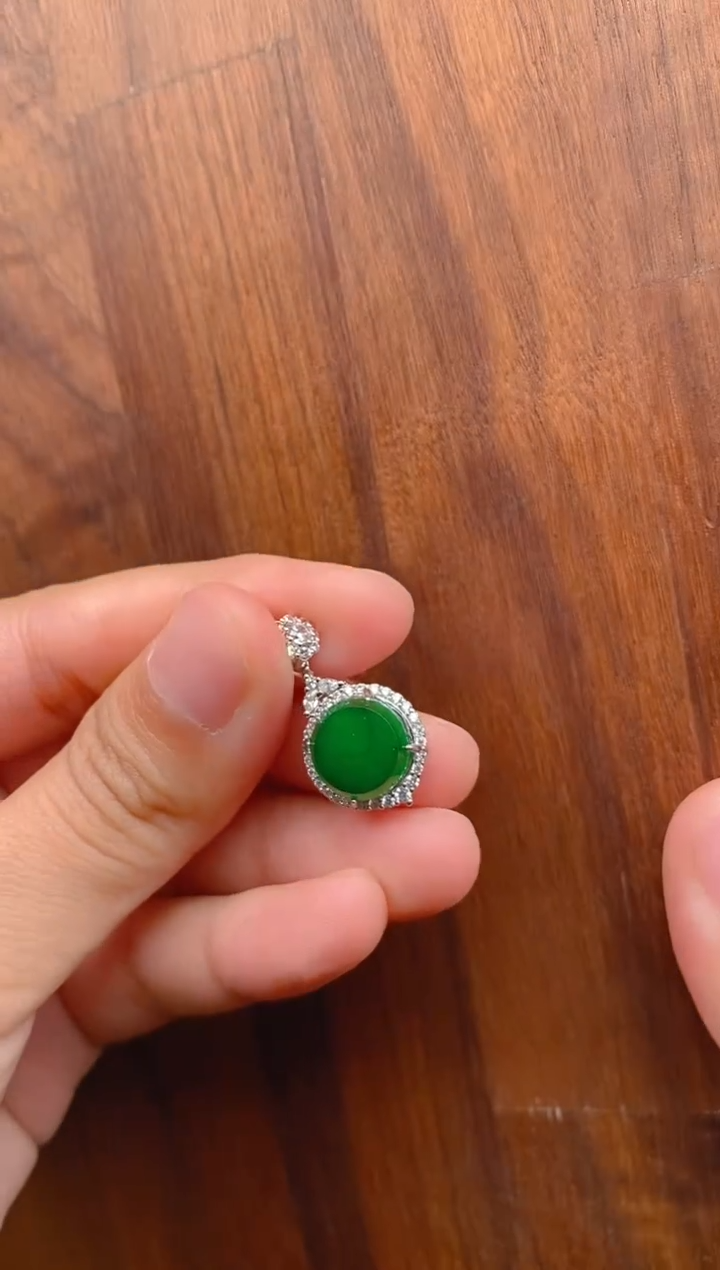 【闪购商品】翡翠吊坠(不含链)银S925镶嵌大无事牌吊坠