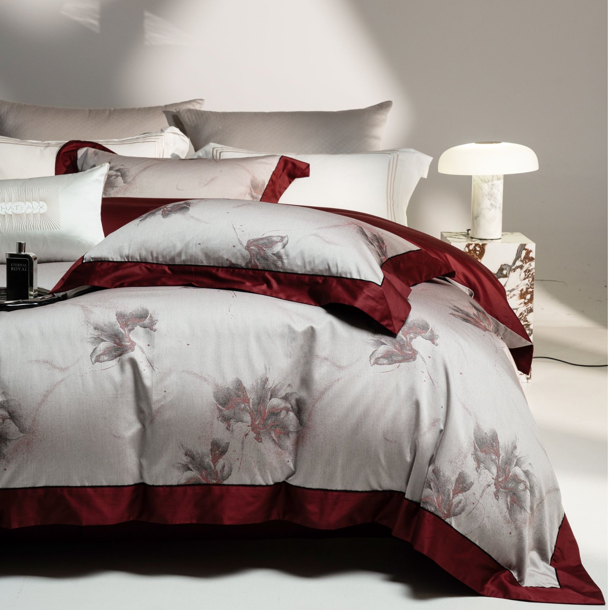 【詹娜B版灰】新疆棉提花色织磨毛提花四件套床上用品床品床单被罩