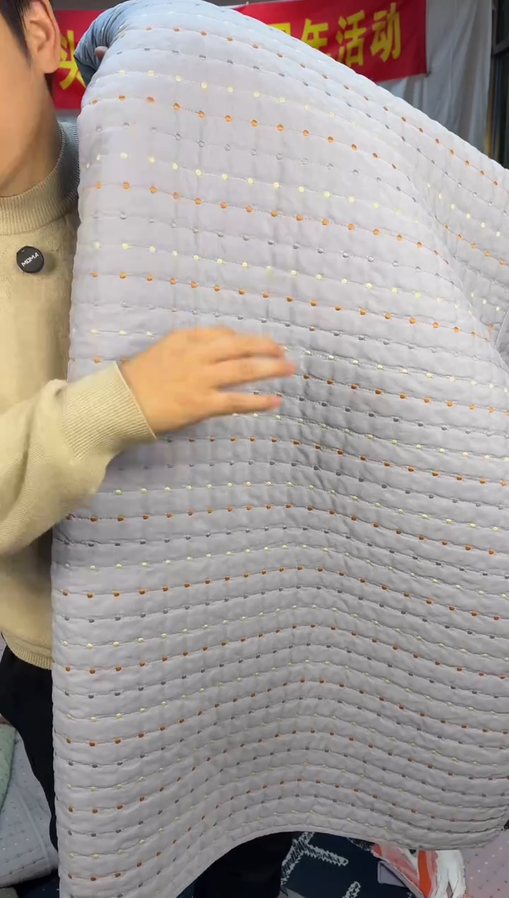 棉纯棉米粒秀230*250三件套灰蓝色