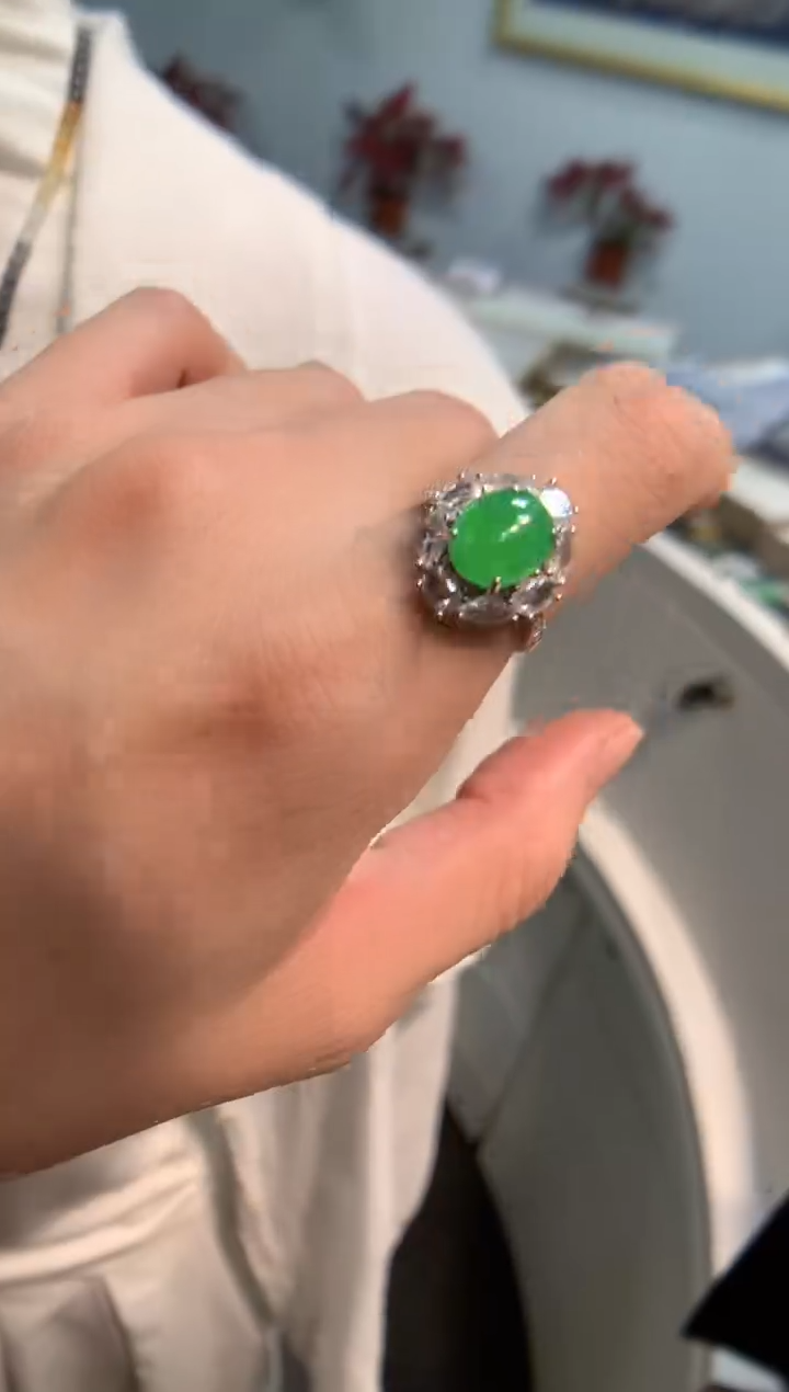 银S925镶嵌戒指翡翠戒指