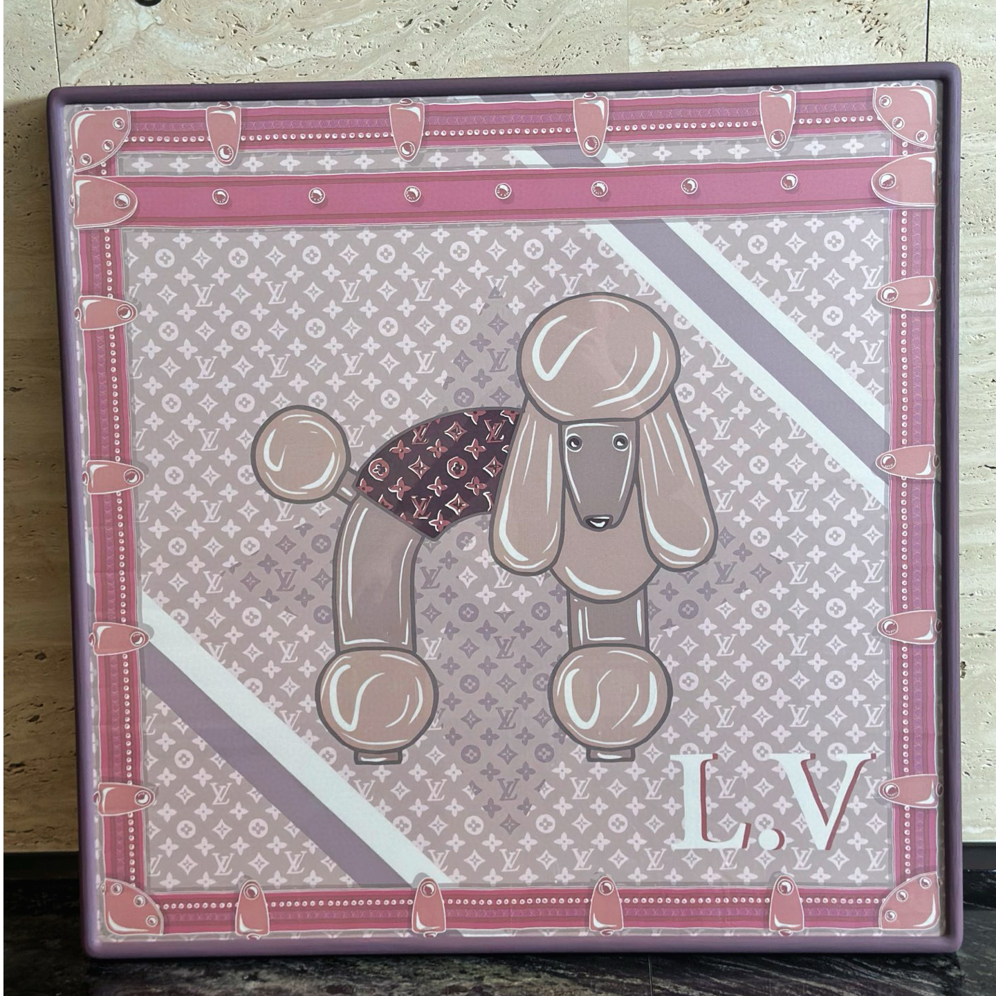 未使用 LouisVuitton/路易威登  老佛爷 贵宾犬丝巾画