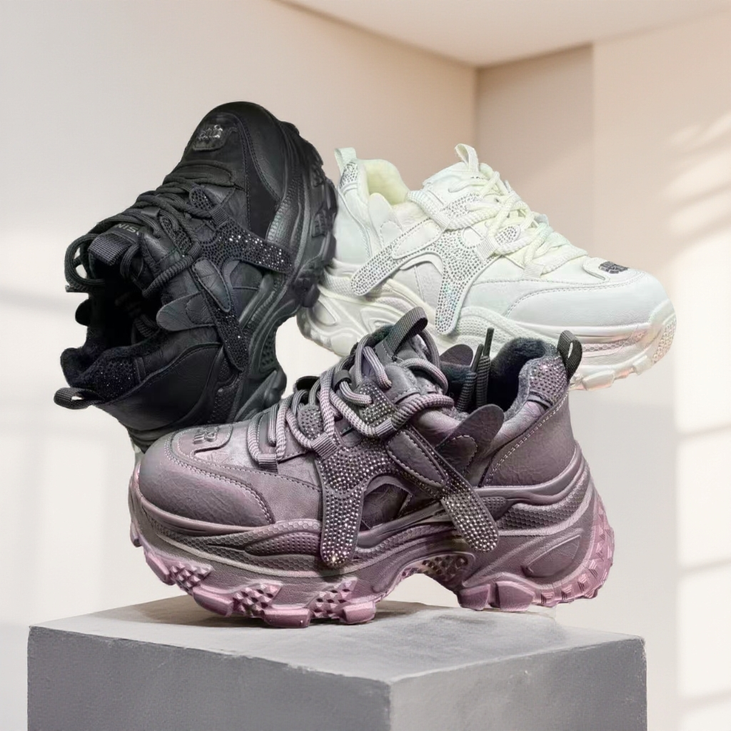 女士厚底加绒时尚百搭老爹鞋