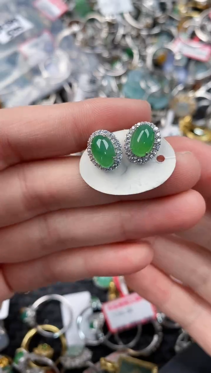 银S925镶嵌戒指翡翠222      10