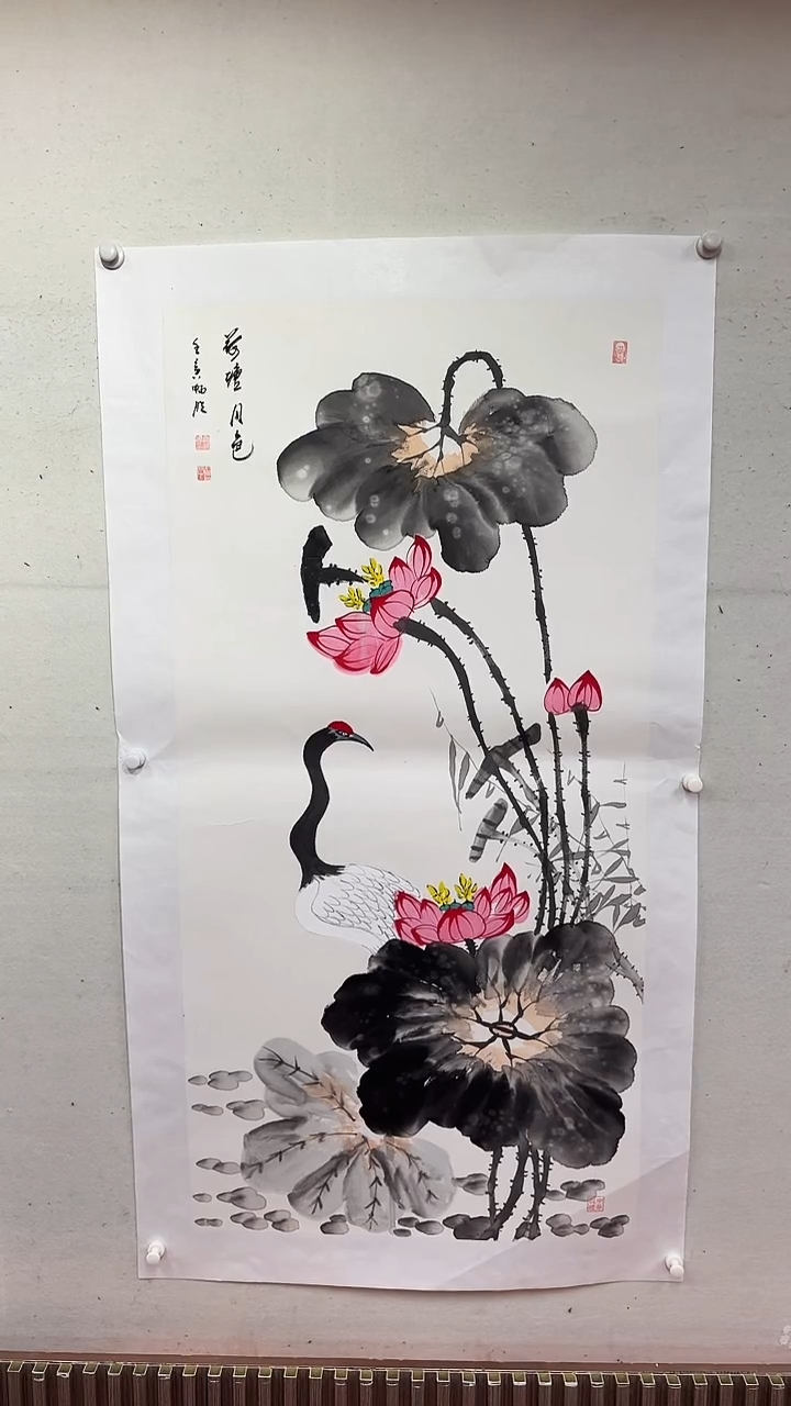国画荷塘月色/4尺托底/谭正坤