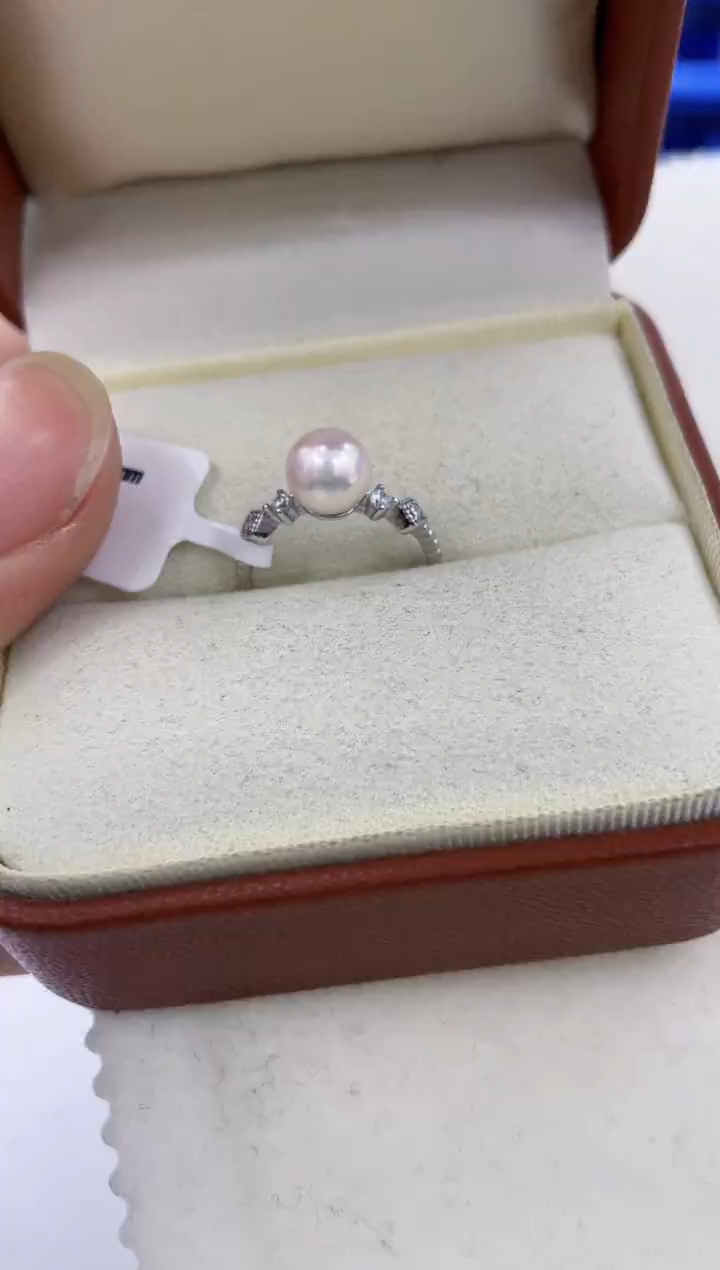 银S925镶嵌戒指海水珍珠   