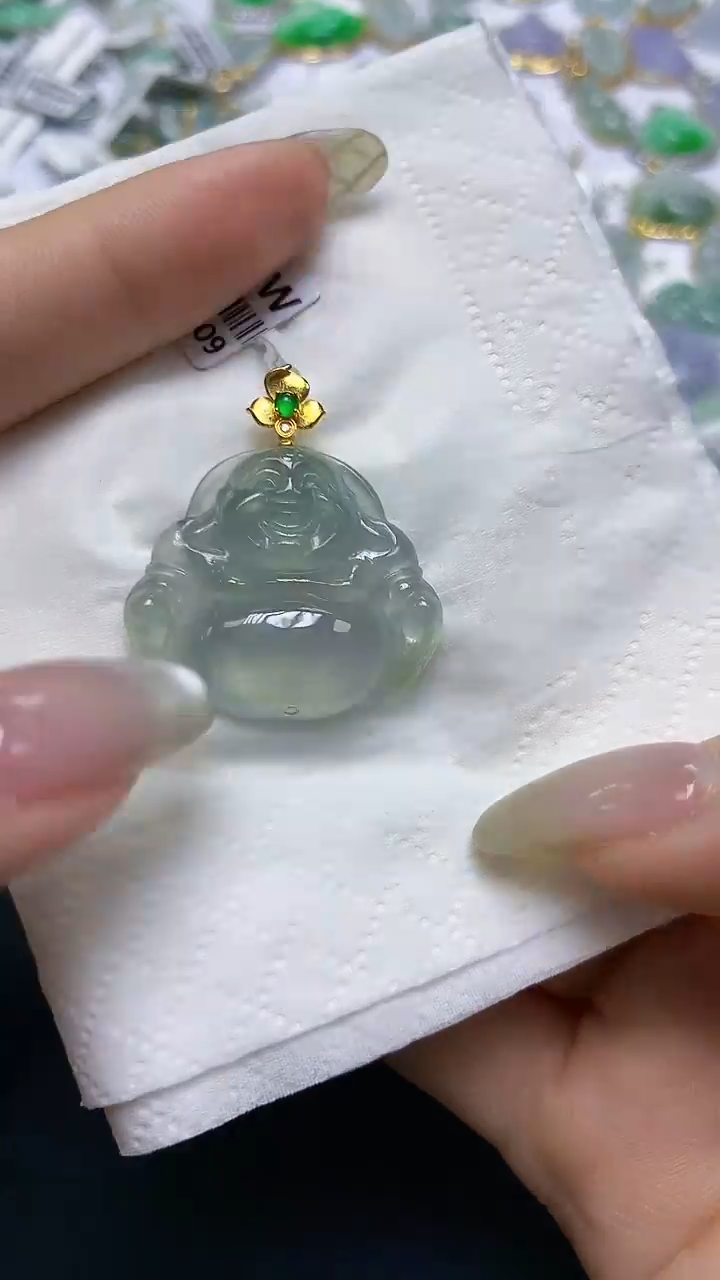 【闪购商品】翡翠18K金镶嵌颈饰天然缅甸A货翡翠