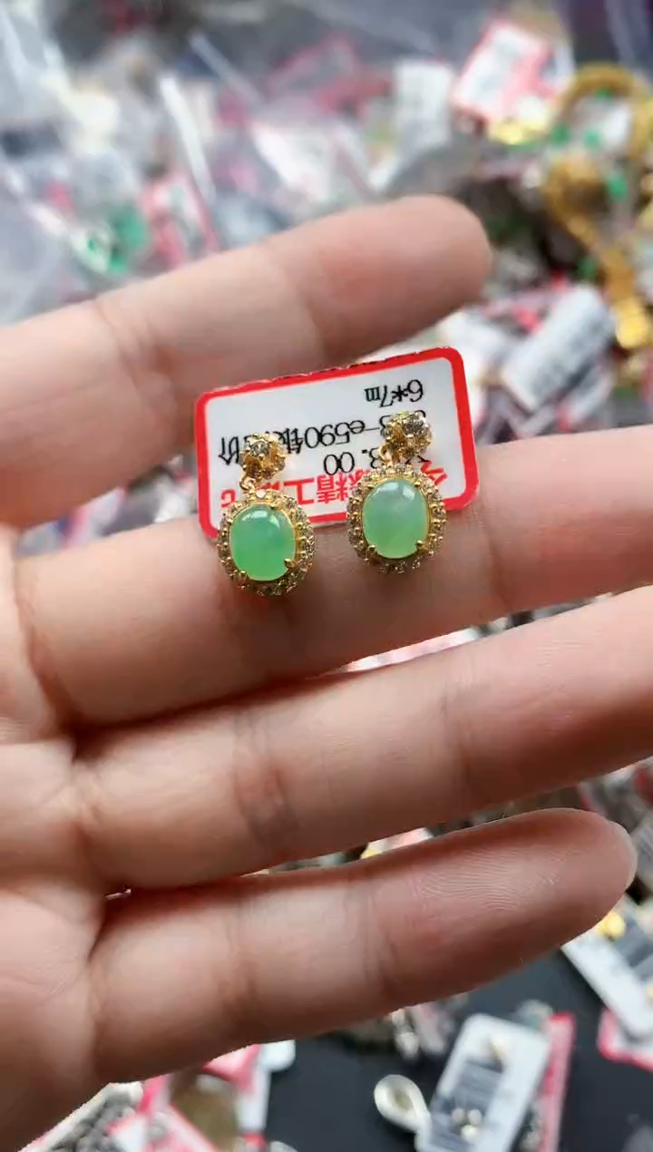 银S925镶嵌戒指翡翠天然A货缅甸翡翠