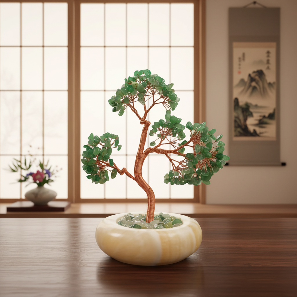 天然水晶绿翠长寿松水晶文创工艺品