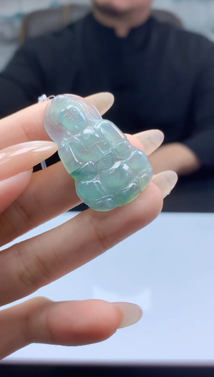 【闪购商品】定制翡翠未镶嵌888ee-毛货观音96赠金扣