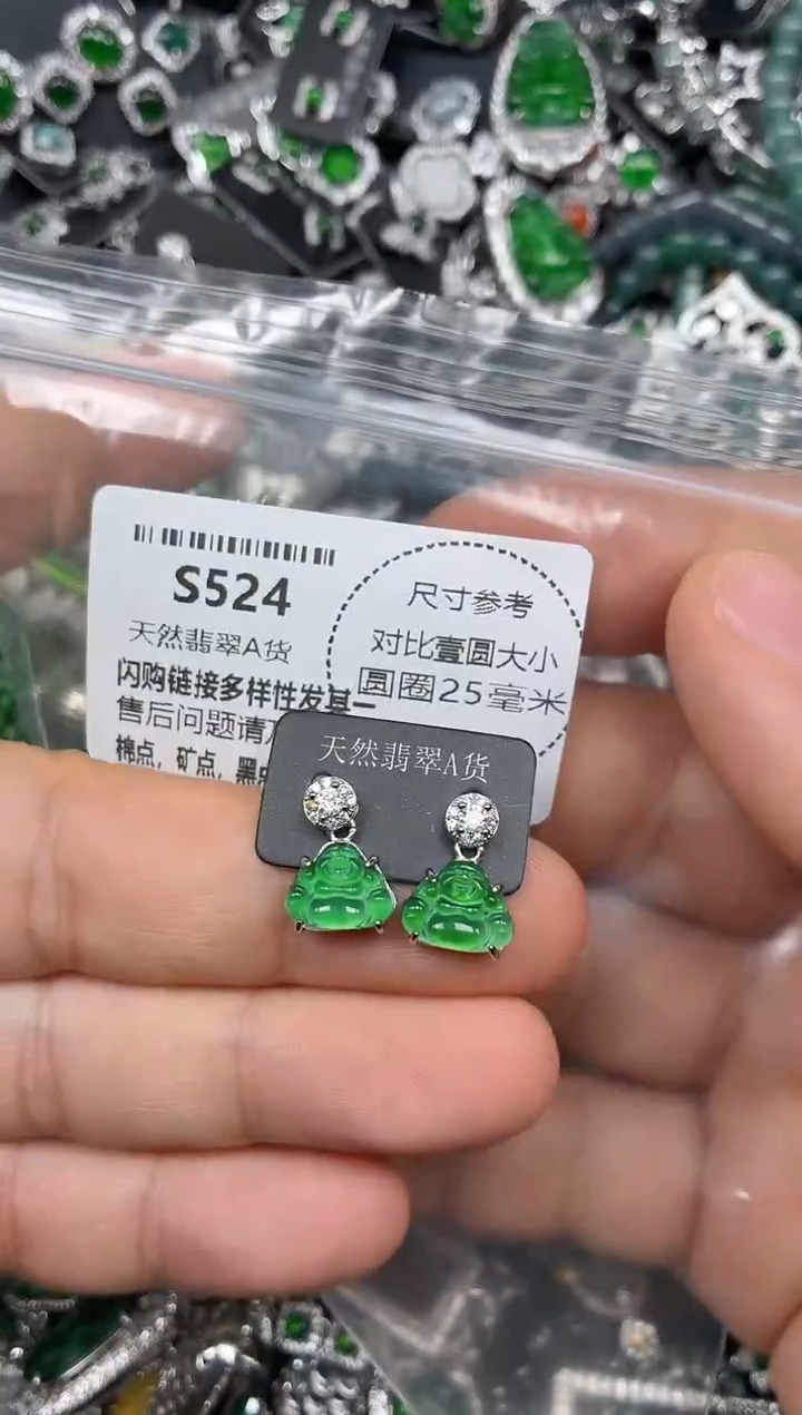颈饰未镶嵌翡翠S524耳钉